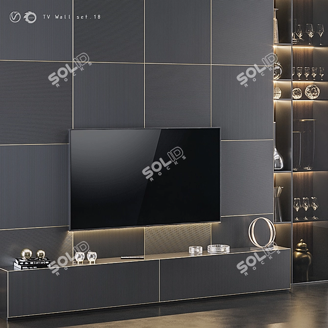 Modern TV Wall Unit Set 3D model image 3