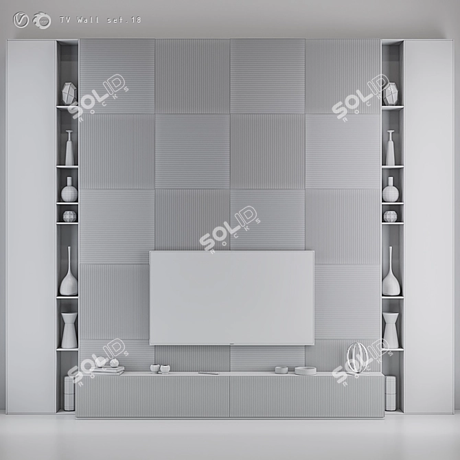 Modern TV Wall Unit Set 3D model image 4