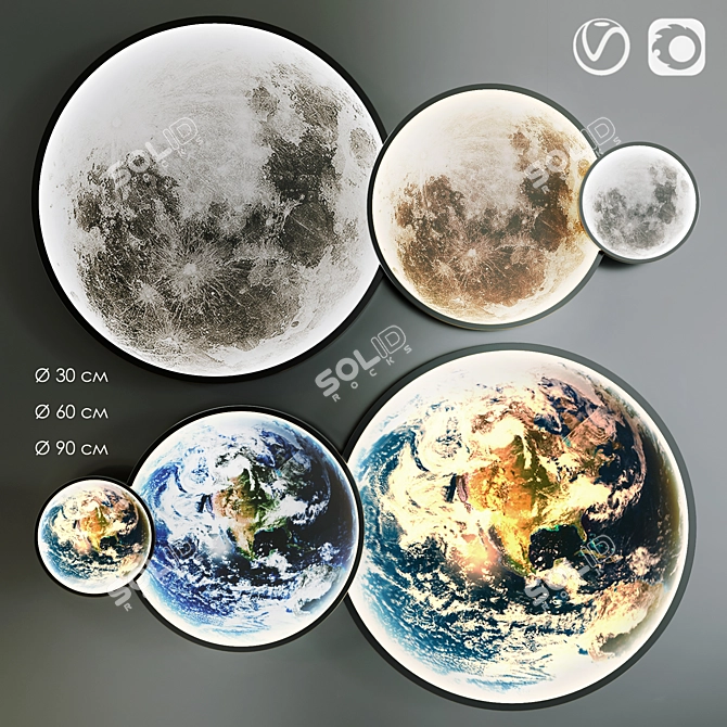 Cosmic Illuminators: Moon & Earth 3D model image 1