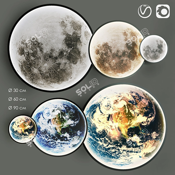 Cosmic Illuminators: Moon & Earth 3D model image 5