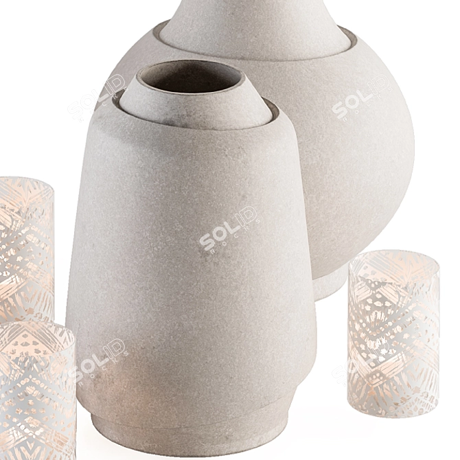 Elegant Vase and Plant Set 3D model image 2