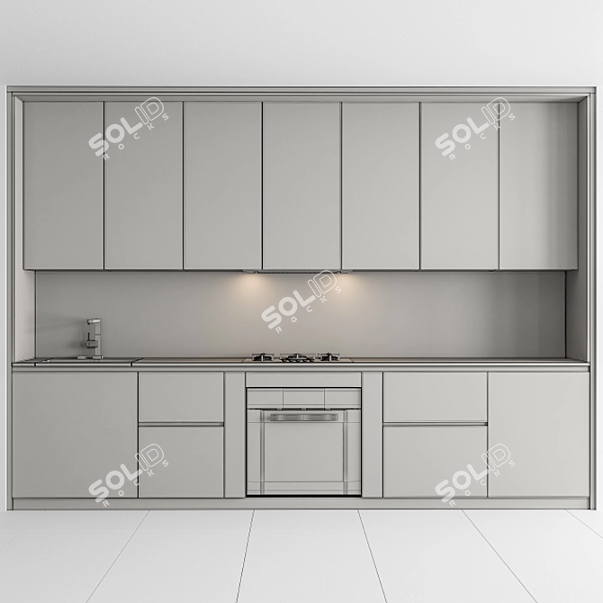 Contemporary White and Gray Kitchen Cabinets 3D model image 3