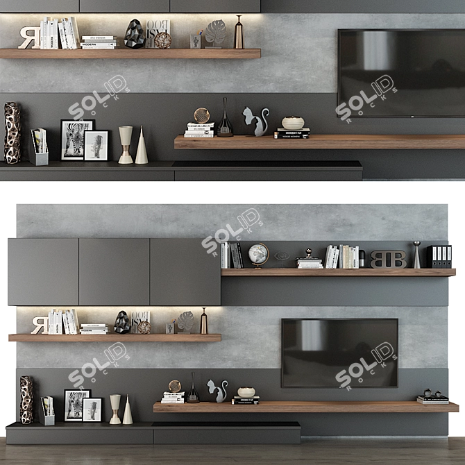 Sleek TV Wall Set by sbr.vn 3D model image 1