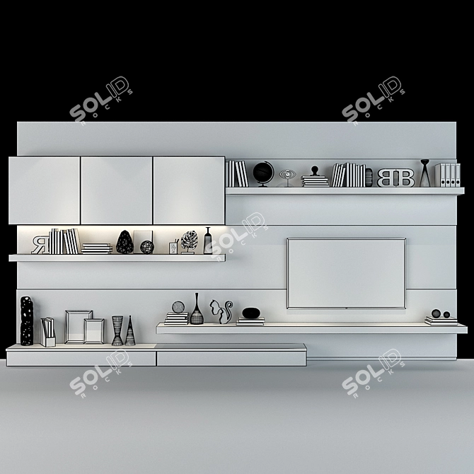 Sleek TV Wall Set by sbr.vn 3D model image 2