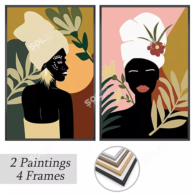 Elegant Wall Art Set with Multiple Frames 3D model image 1