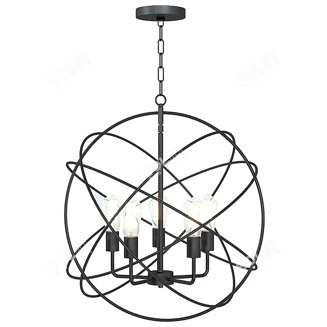 Bronze Sphere Pendant Light 3D model image 2