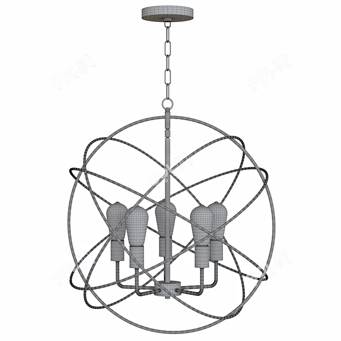 Bronze Sphere Pendant Light 3D model image 3