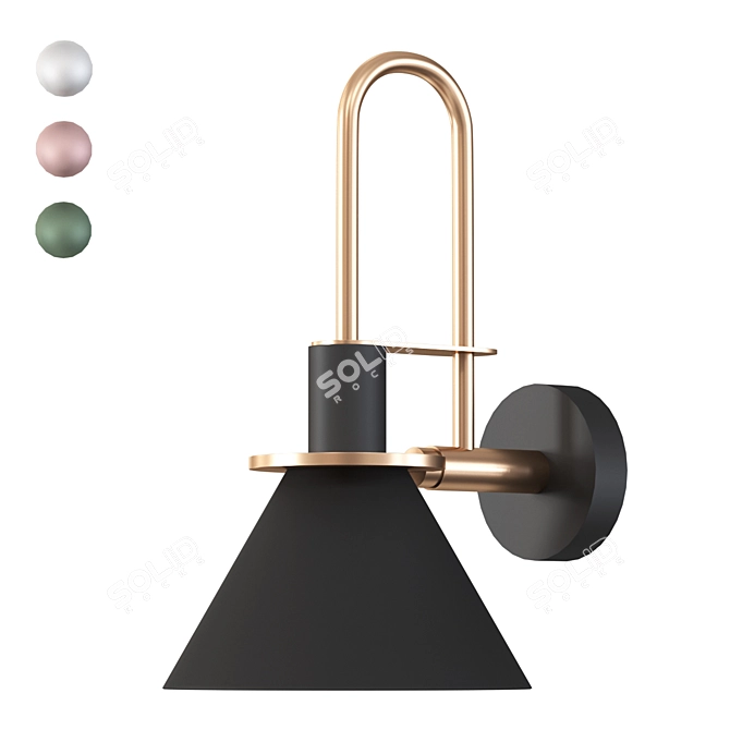 Sculptural Metal Wall Lamp 3D model image 1