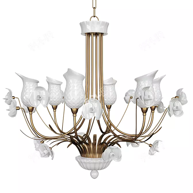 Elegant Orchidea 6-Light Chandelier 3D model image 1