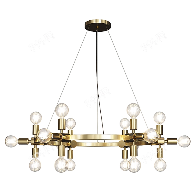 Radcliffe Round Bare Bulb Chandelier: Vintage Elegance Illuminates Any Space 3D model image 1