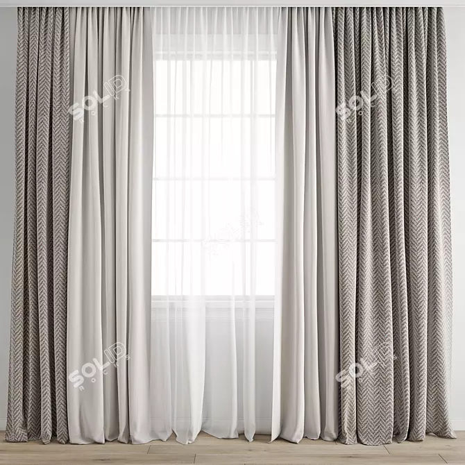 Premium Polygonal 3D Curtain 3D model image 1