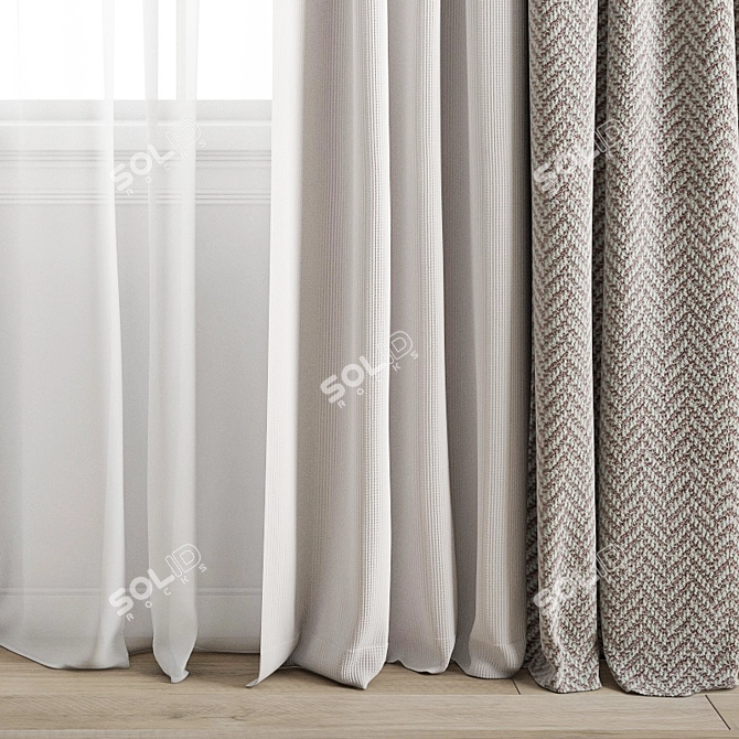 Premium Polygonal 3D Curtain 3D model image 3