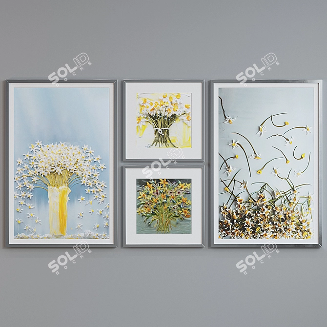 Modern Oil Painting Picture Frame Set 3D model image 2