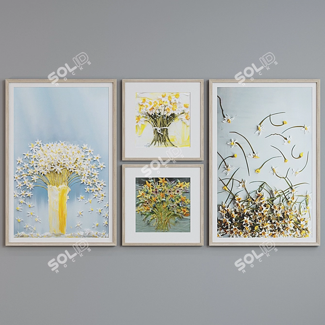 Modern Oil Painting Picture Frame Set 3D model image 3