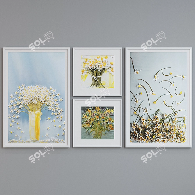 Modern Oil Painting Picture Frame Set 3D model image 4