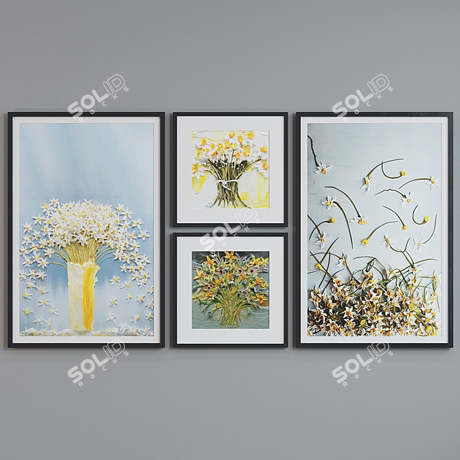 Modern Oil Painting Picture Frame Set 3D model image 5