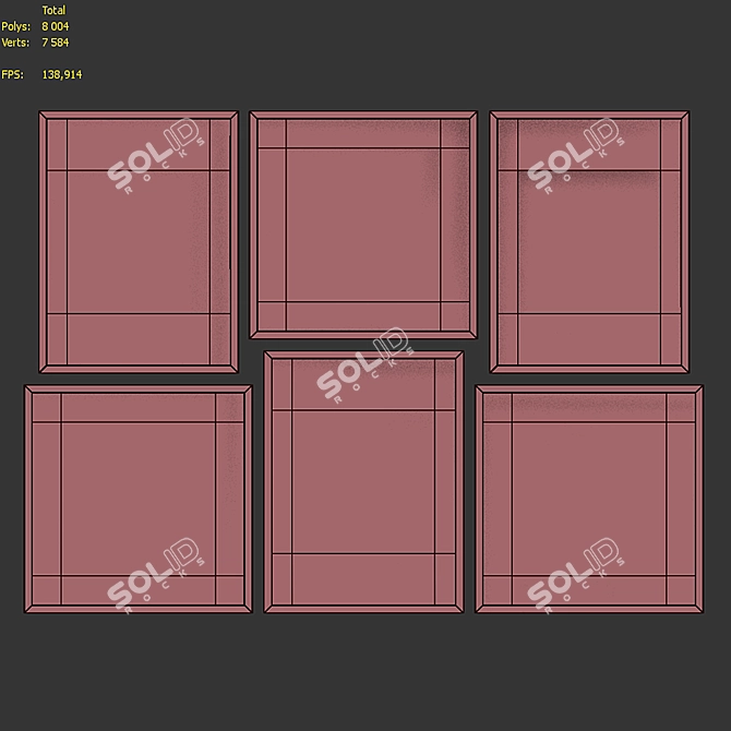 Modern Cat Pattern Frame Set 3D model image 7