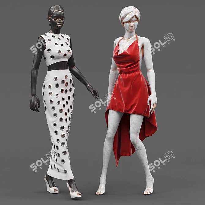 Fashionista 2018 Woman Cloth Set 3D model image 1