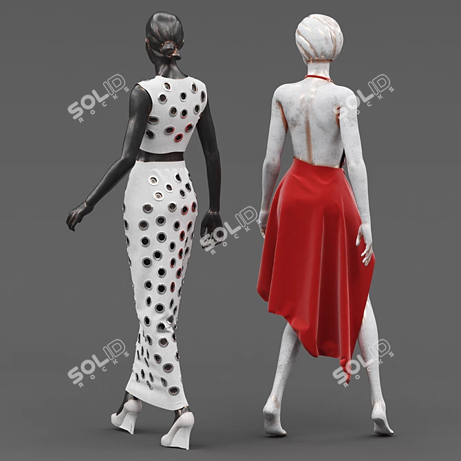 Fashionista 2018 Woman Cloth Set 3D model image 2