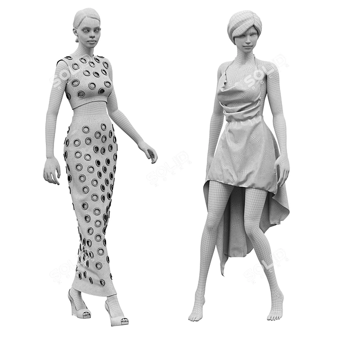 Fashionista 2018 Woman Cloth Set 3D model image 3