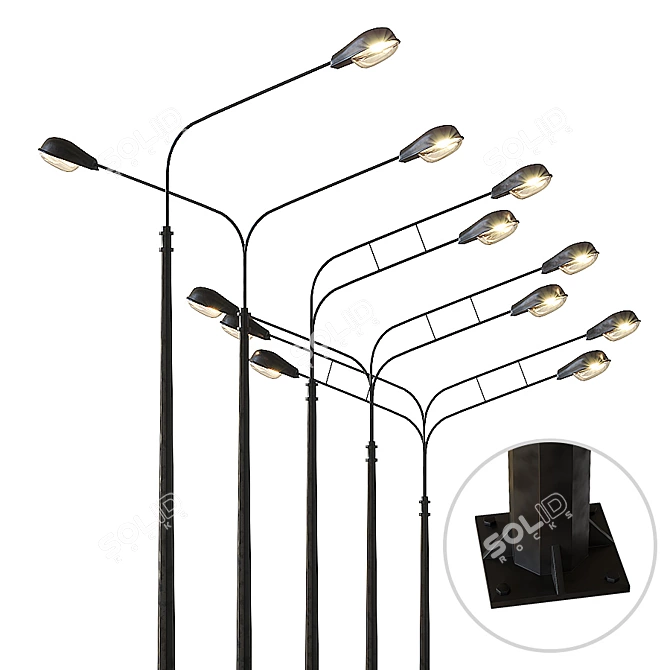 Urban Luminaire Poles 3D model image 1