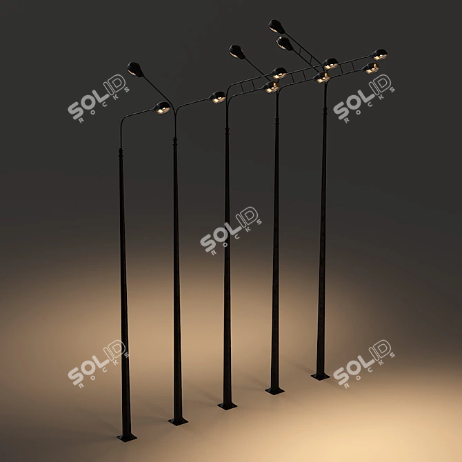 Urban Luminaire Poles 3D model image 3