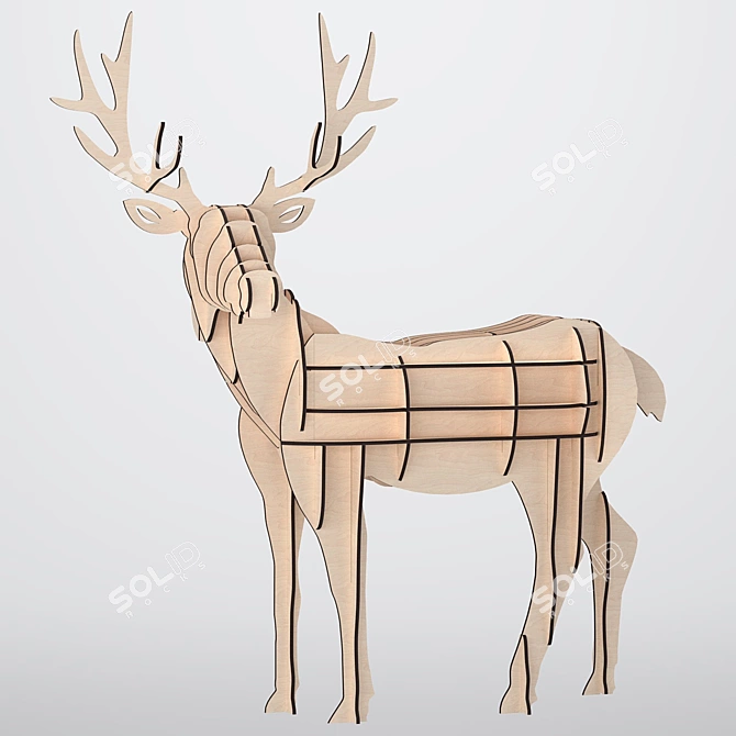 Parametric Plywood Deer 3D model image 1