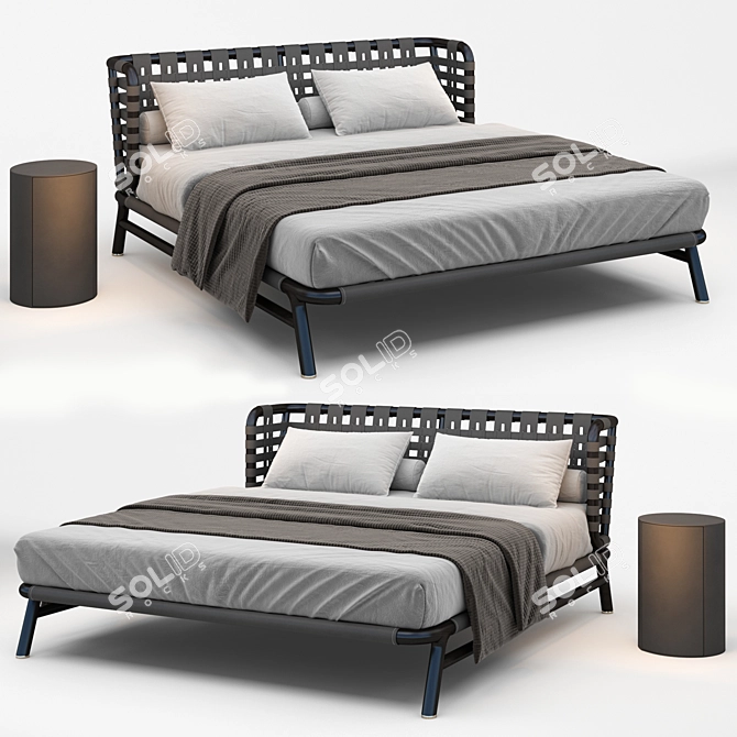 Elegant Meridiani Edoardo Bed Set 3D model image 1