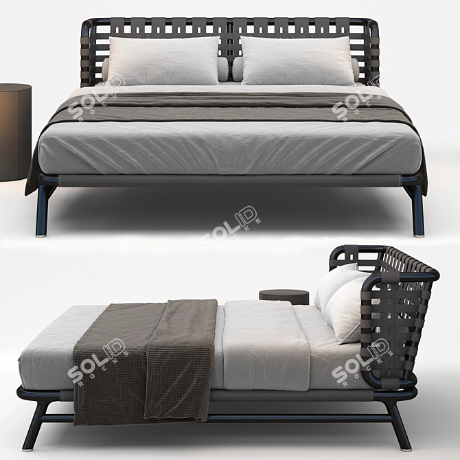 Elegant Meridiani Edoardo Bed Set 3D model image 2
