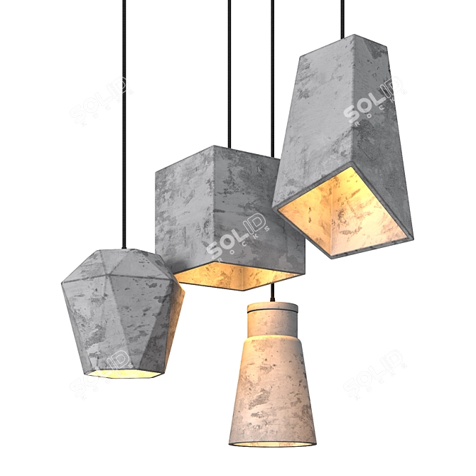 Concrete Pendant Light: Modern Industrial Hanging Lamp 3D model image 3