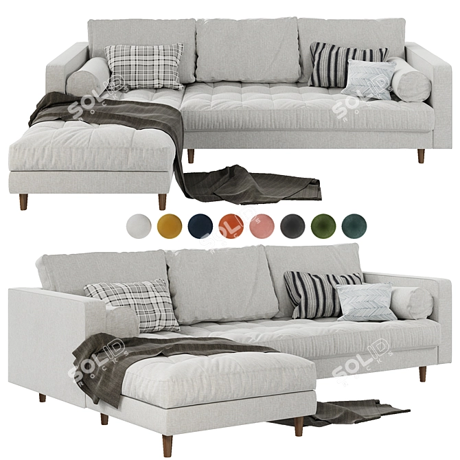 MADE Scott 4-Seater Corner Sofa: Versatile Elegance in 8 Colors 3D model image 1