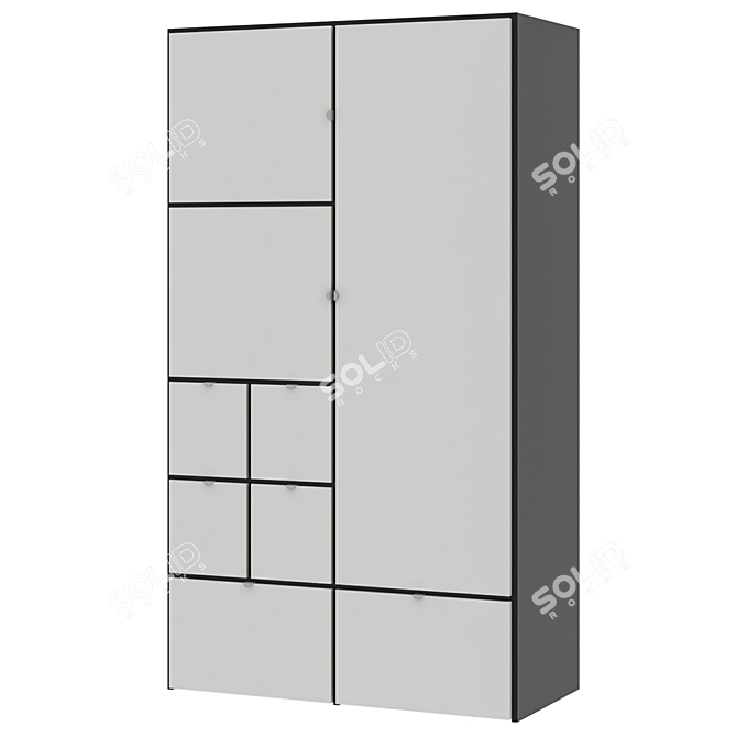 Stylish Gray/White Wardrobe 3D model image 1