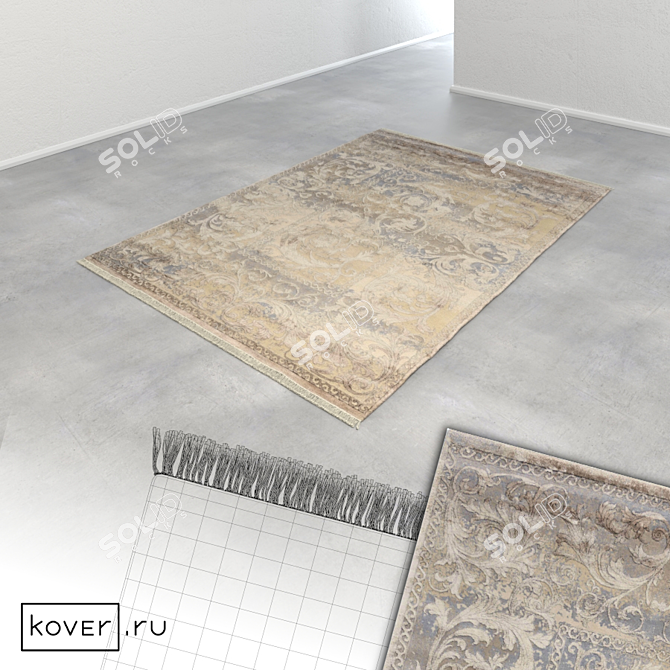 Elegant Silk Patina Floral Rug 3D model image 2