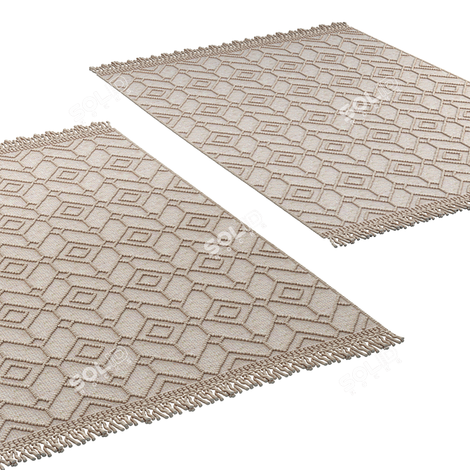 Elegant Beige Terra Wool Blend Rug 3D model image 3