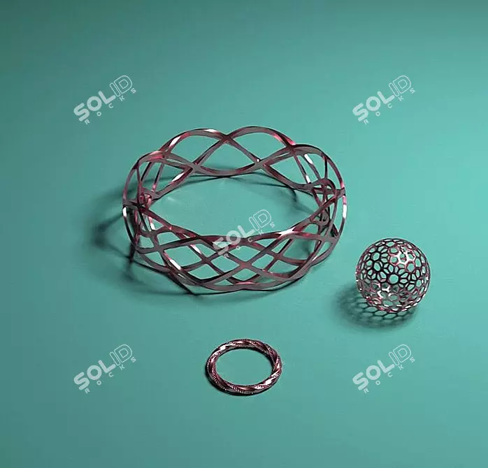 Title: Rose Gold Jewelry Set 3D model image 1