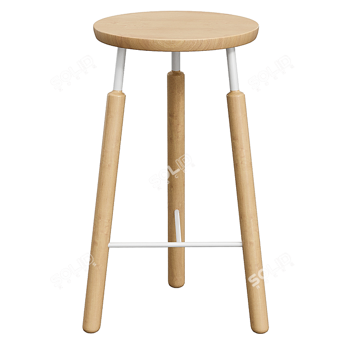 Minimalist Scandinavian Bar Stool 3D model image 1