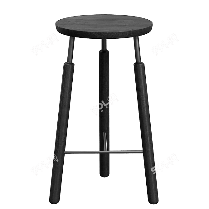 Minimalist Scandinavian Bar Stool 3D model image 2