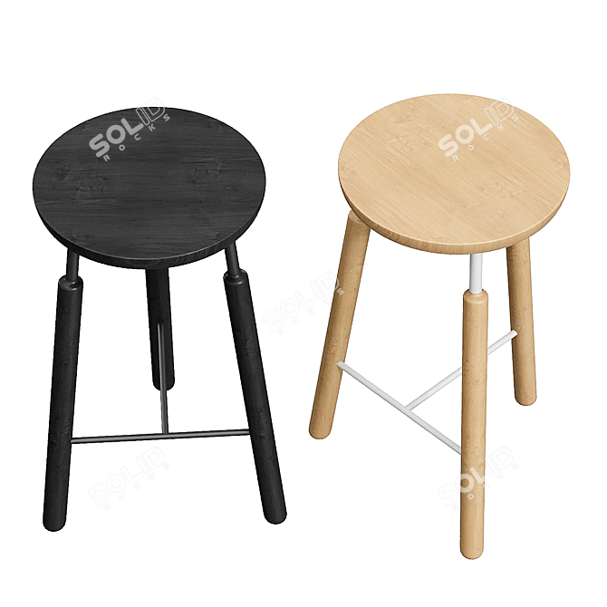 Minimalist Scandinavian Bar Stool 3D model image 4