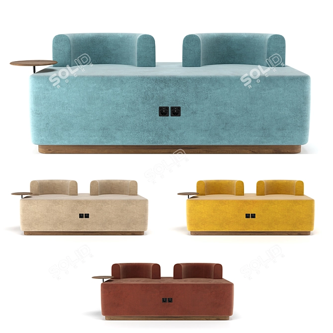 Elegant Rosette Plump Sofa 3D model image 1