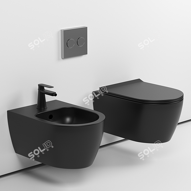 Aldo Matt Black Wall Hung Toilet with Removable Soft Close Lid 3D model image 1