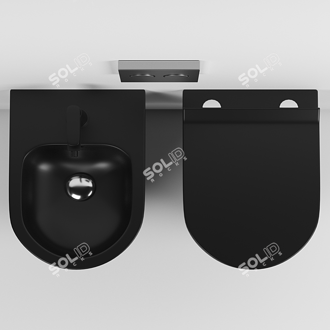 Aldo Matt Black Wall Hung Toilet with Removable Soft Close Lid 3D model image 2