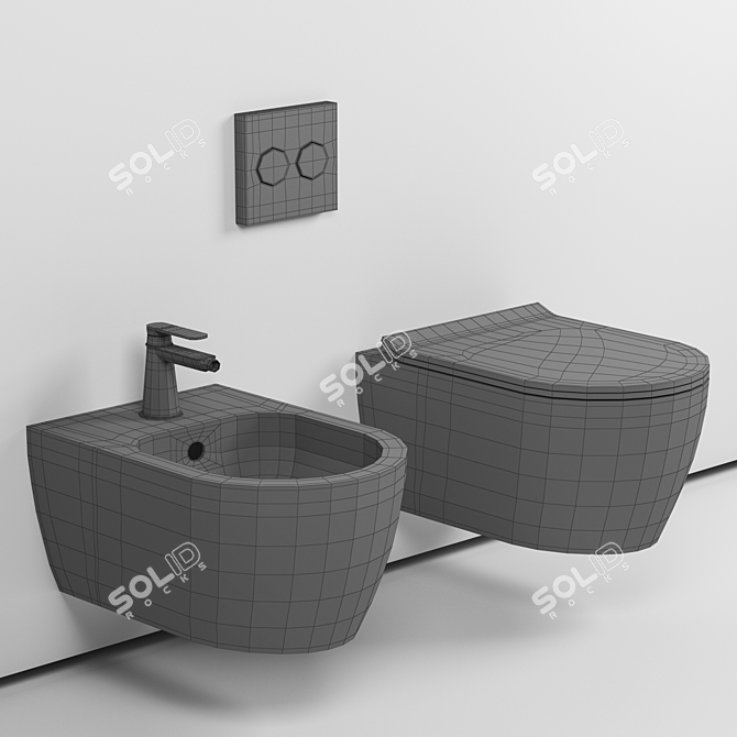Aldo Matt Black Wall Hung Toilet with Removable Soft Close Lid 3D model image 3
