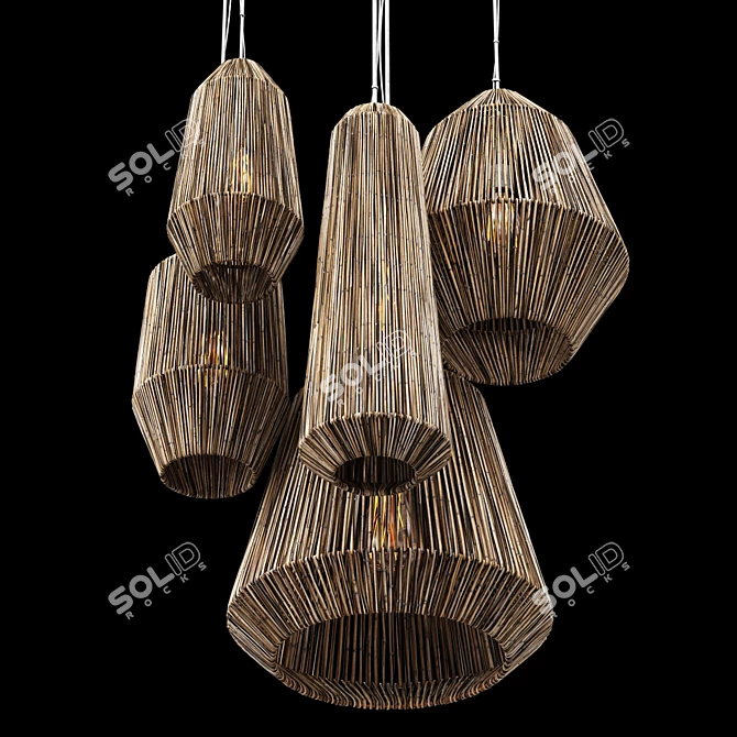 Big Rattan Lamp Barrel 3D model image 3