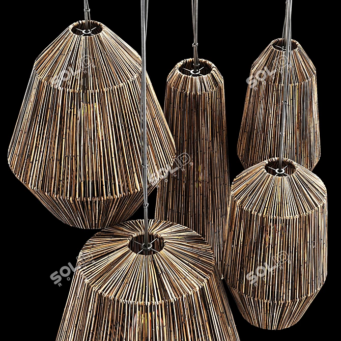 Big Rattan Lamp Barrel 3D model image 4