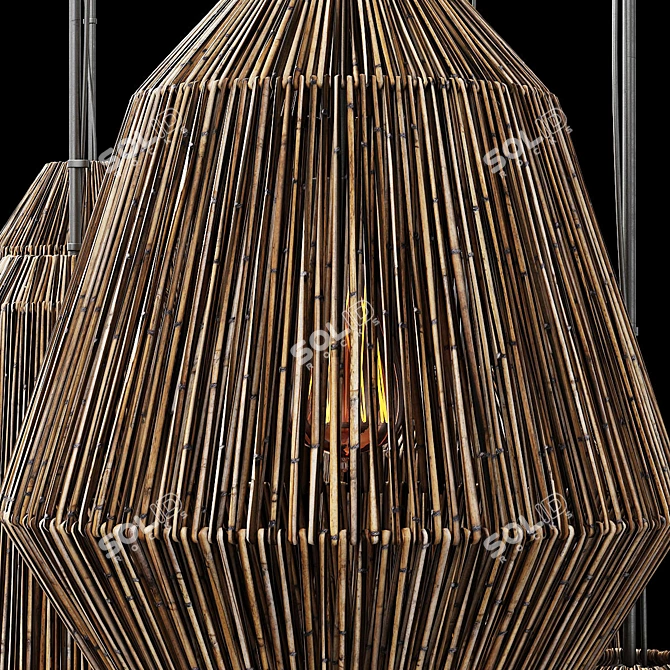 Big Rattan Lamp Barrel 3D model image 5
