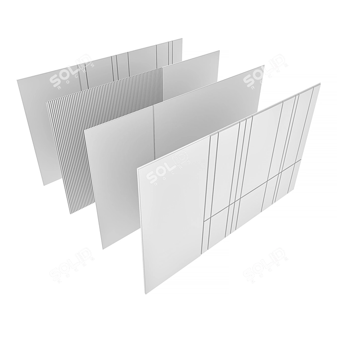 Decorative Wall Panel Set - Stylish Home Decor Solution 3D model image 7