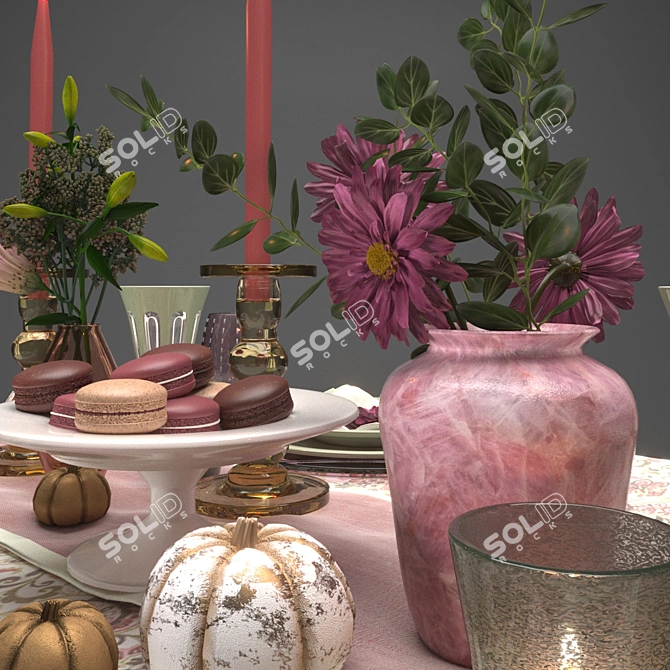 Elegant Table Set with Textures 3D model image 3