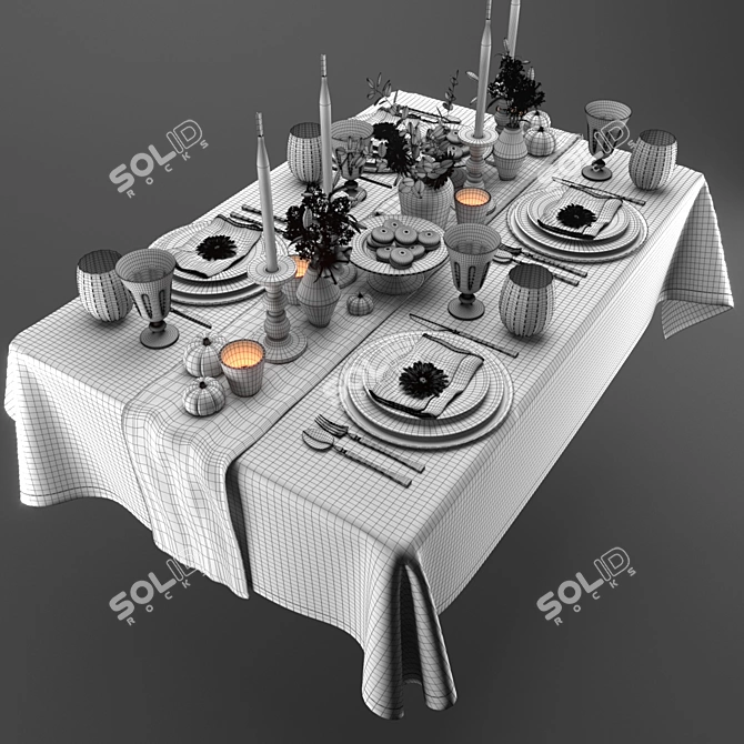 Elegant Table Set with Textures 3D model image 5