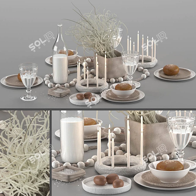 Elegant Table Setting: Complete Set 3D model image 1