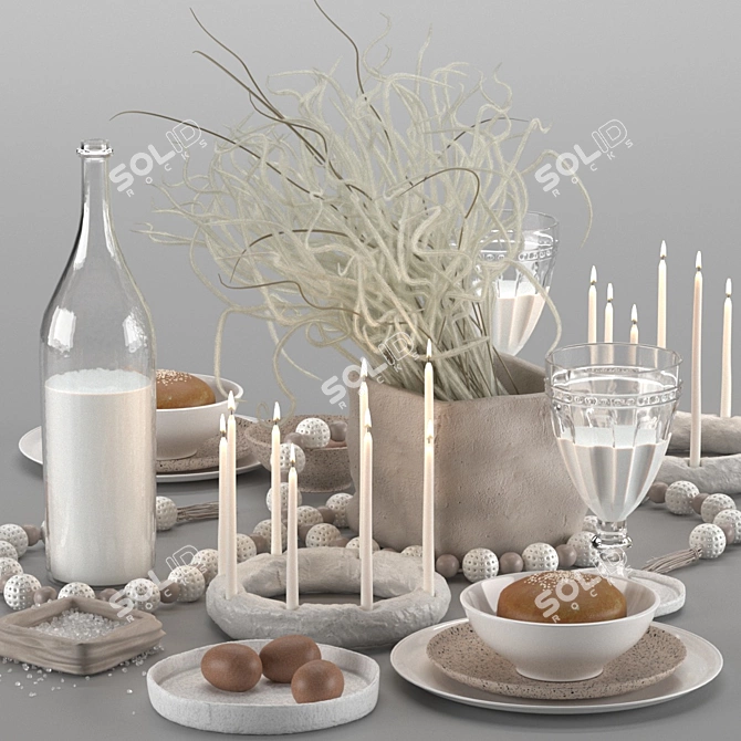 Elegant Table Setting: Complete Set 3D model image 2